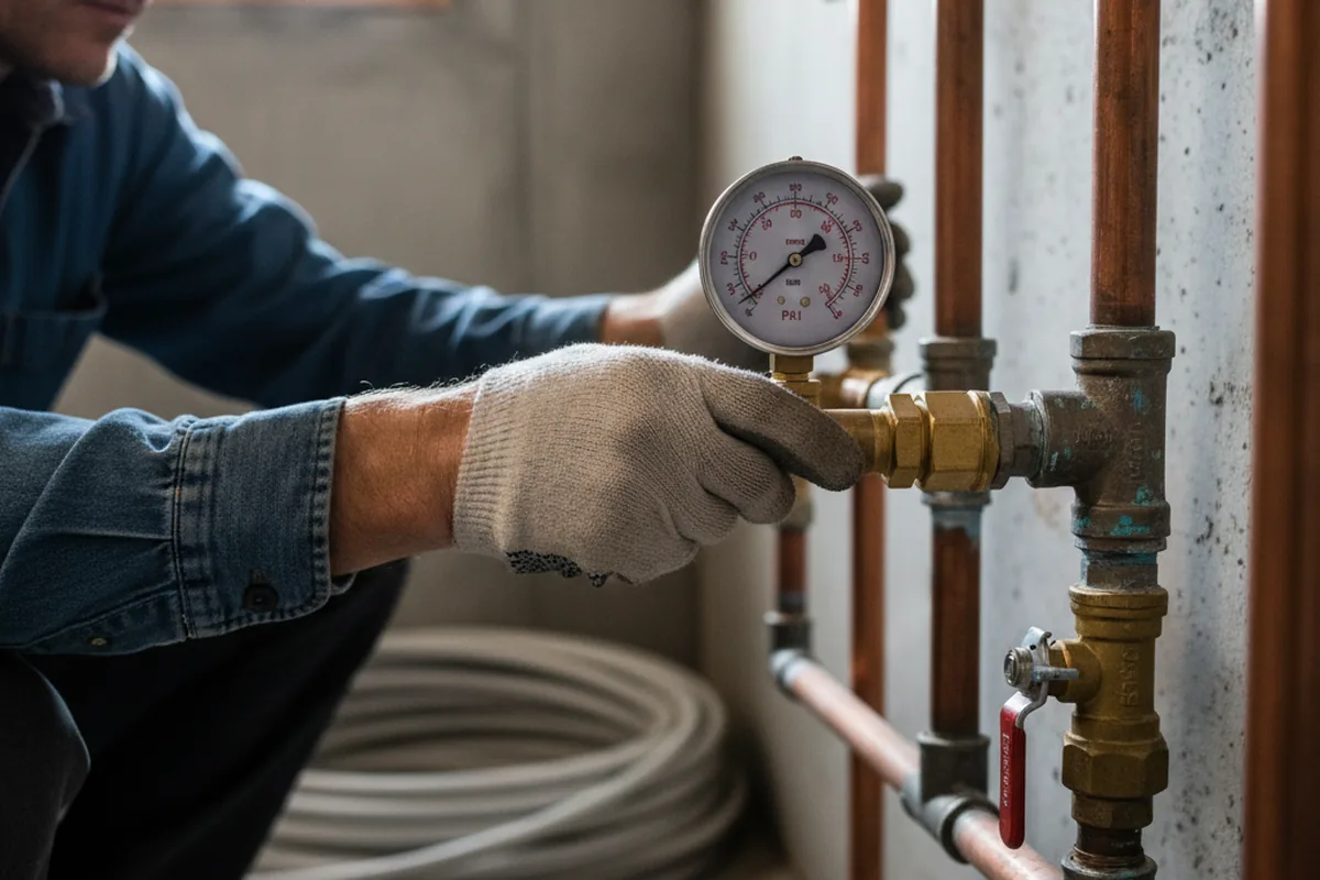 Pressure testing a repaired line during Water Line Repair in Claysburg